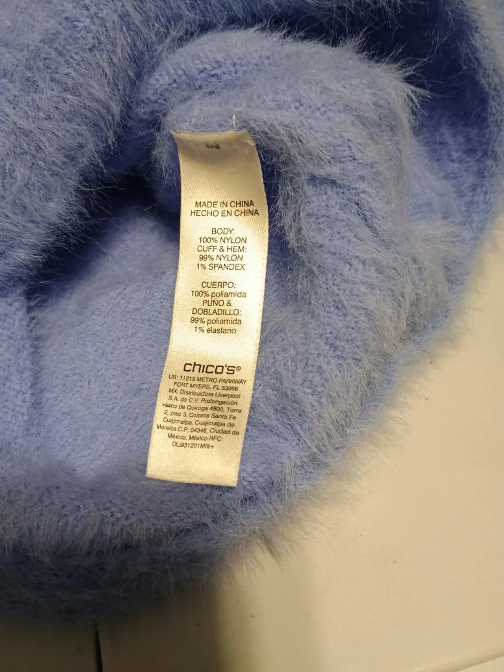 Chico’s Blue Fuzzy Eyelash Knit Sweater Size 2 / Large
